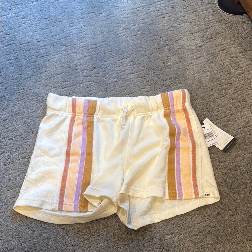 Rip Curl Cream and Pink Athletic Shorts with Stripes
